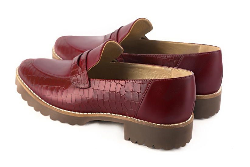 Burgundy red women's casual loafers.. Rear view - Florence KOOIJMAN